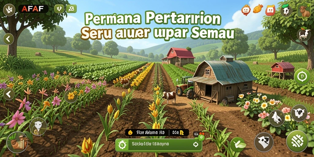 Screenshot gameplay AFAF menampilkan aktivitas bertani yang seru.