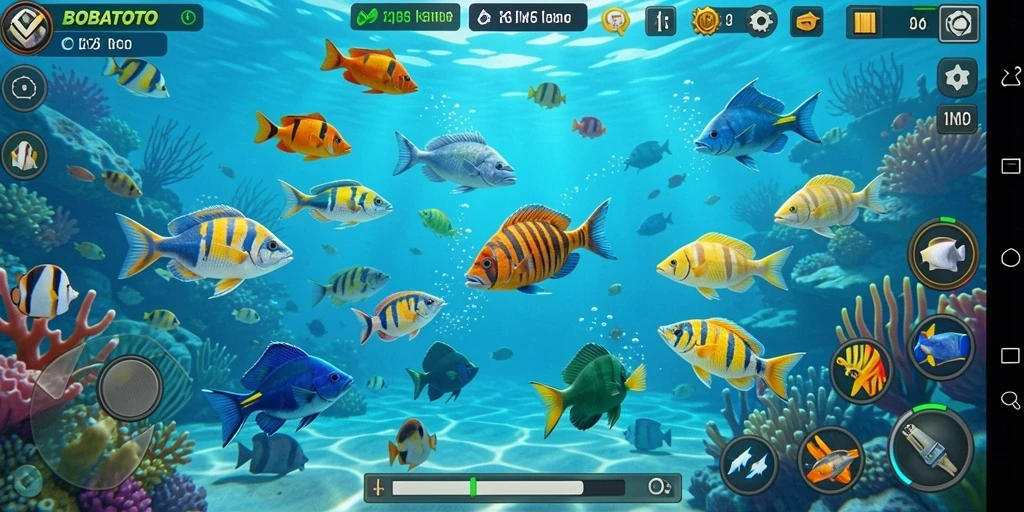 Gameplay seru BOBATOTO dengan aksi menembak ikan yang mendebarkan.