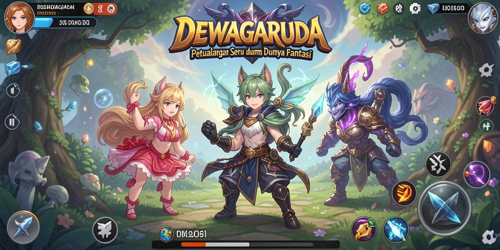 Tampilan menarik dari gameplay DEWAGARUDA dengan karakter Anime.