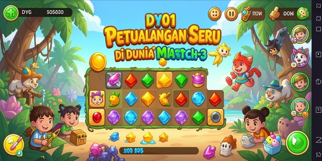 Tampilan gameplay seru di DY01 dengan kombinasi match-3 yang menantang.
