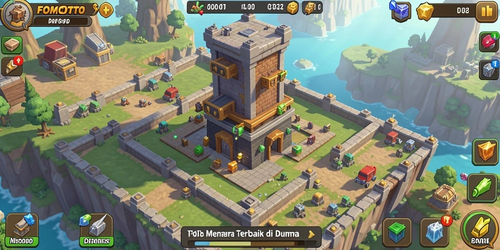 Tampilan gameplay FOMOTOTO yang seru dan menegangkan dalam Tower Defense.