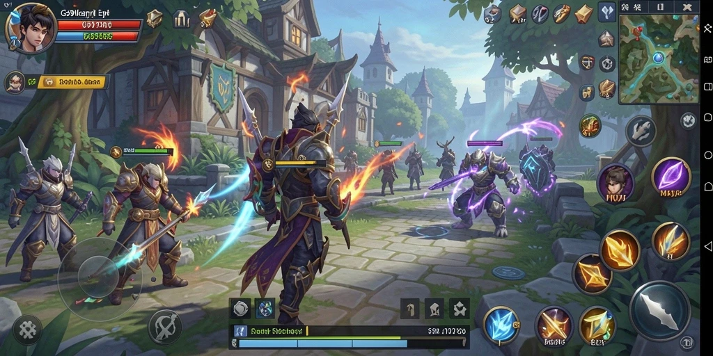 Tampilan dinamis dari gameplay MMORPG G9VIP dengan pertempuran yang seru.