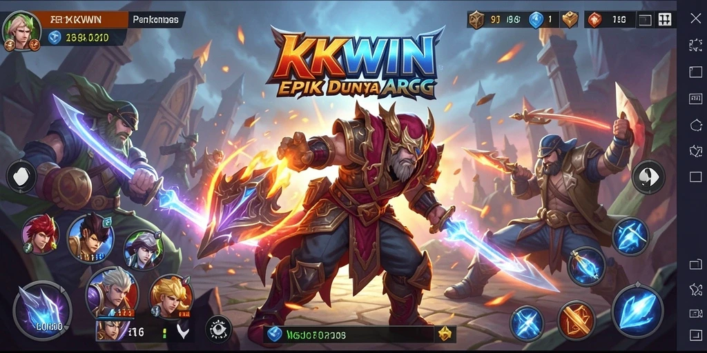 Tangkapan layar KKWIN menampilkan pertarungan epik dalam gameplay ARPG.