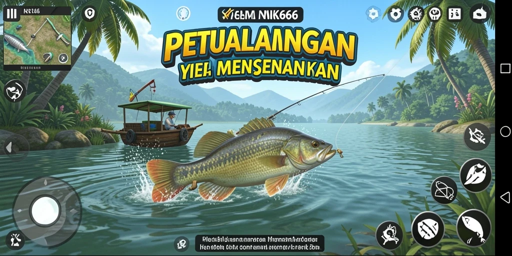 Tampilan gameplay NK666 yang menampilkan aksi memancing seru.