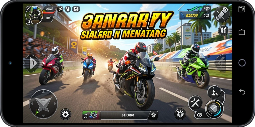 Tampilan gameplay seru dari PPRRYY dengan balapan motor yang mendebarkan.