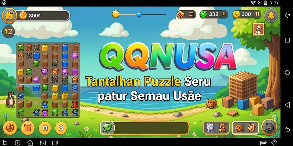 Tampilan gameplay QQNUSA yang penuh warna dan menantang.