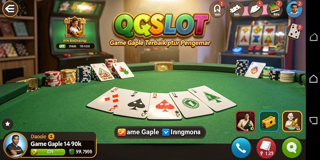 Tangkapan layar utama QQSLOT menunjukkan gameplay Gaple yang seru.