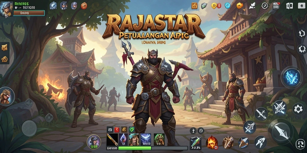 Screenshot gameplay RAJASTAR menampilkan aksi pertempuran yang epik.