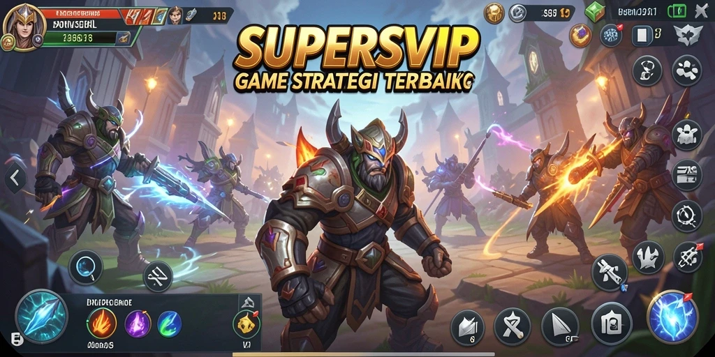 Screenshot gameplay <strong>SUPERSVIP</strong> menunjukkan peperangan strategis yang mendebarkan.
