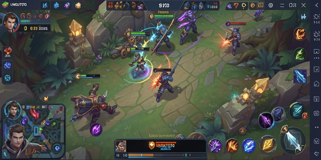 Tampilan gameplay UNGUTOTO yang seru di arena MOBA.