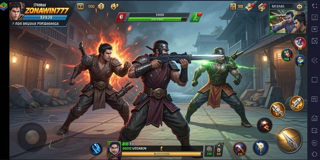 Tampilan gameplay ZONAWIN777 yang menampilkan momen pertempuran epik.